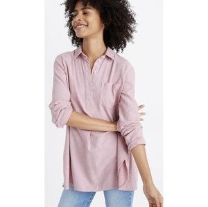 MADEWELL Ex-Boyfriend Button Back Pink Flannel Shirt